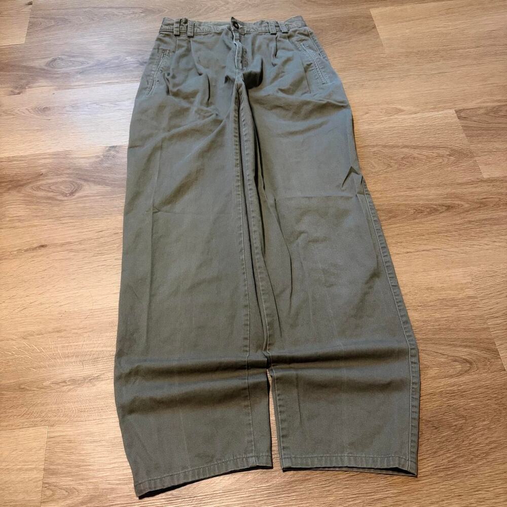 Vintage Lizwear Olive Pleated Trousers High Rise Relaxed Fit Workwear